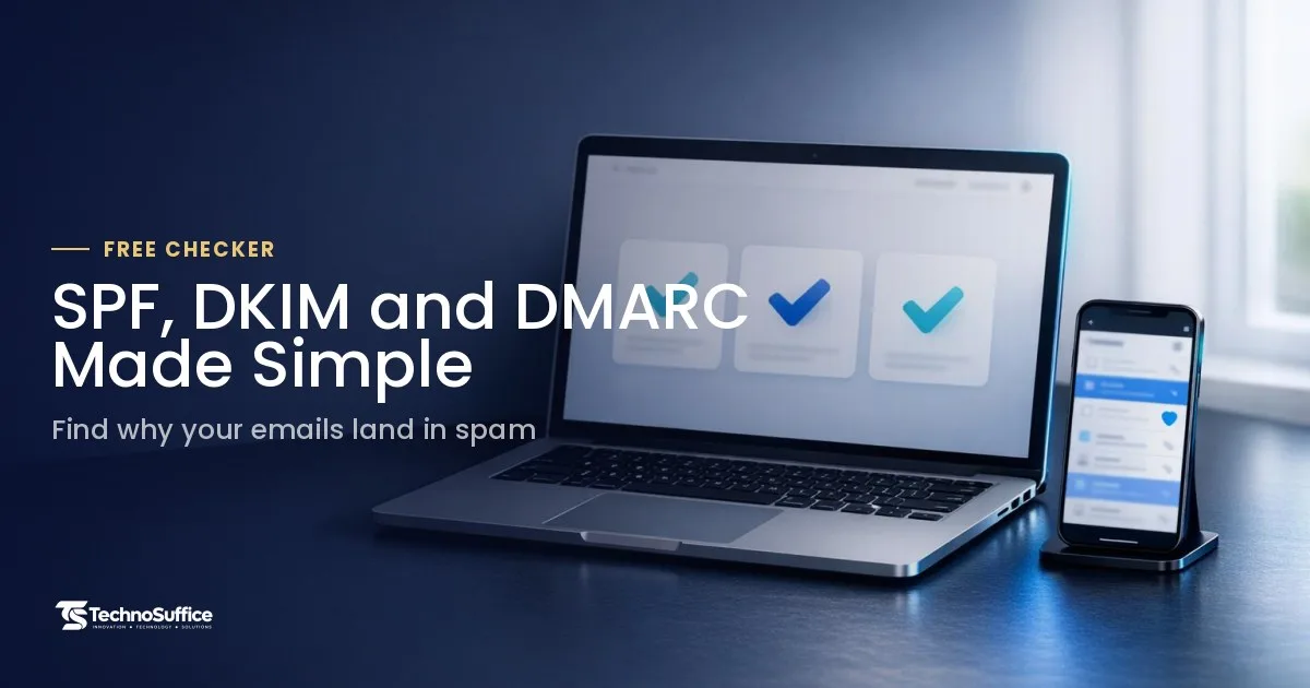 SPF, DKIM and DMARC explained: laptop and phone showing email authentication checks passing