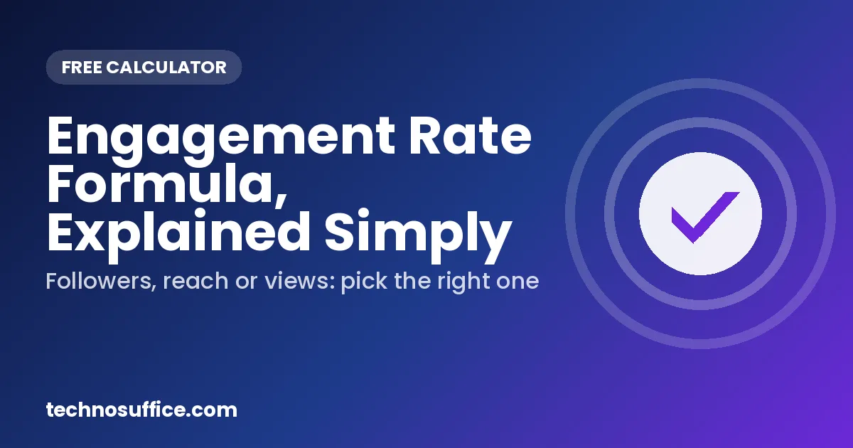 Calculator screen showing an engagement rate worked out by followers, reach and views for one social media post