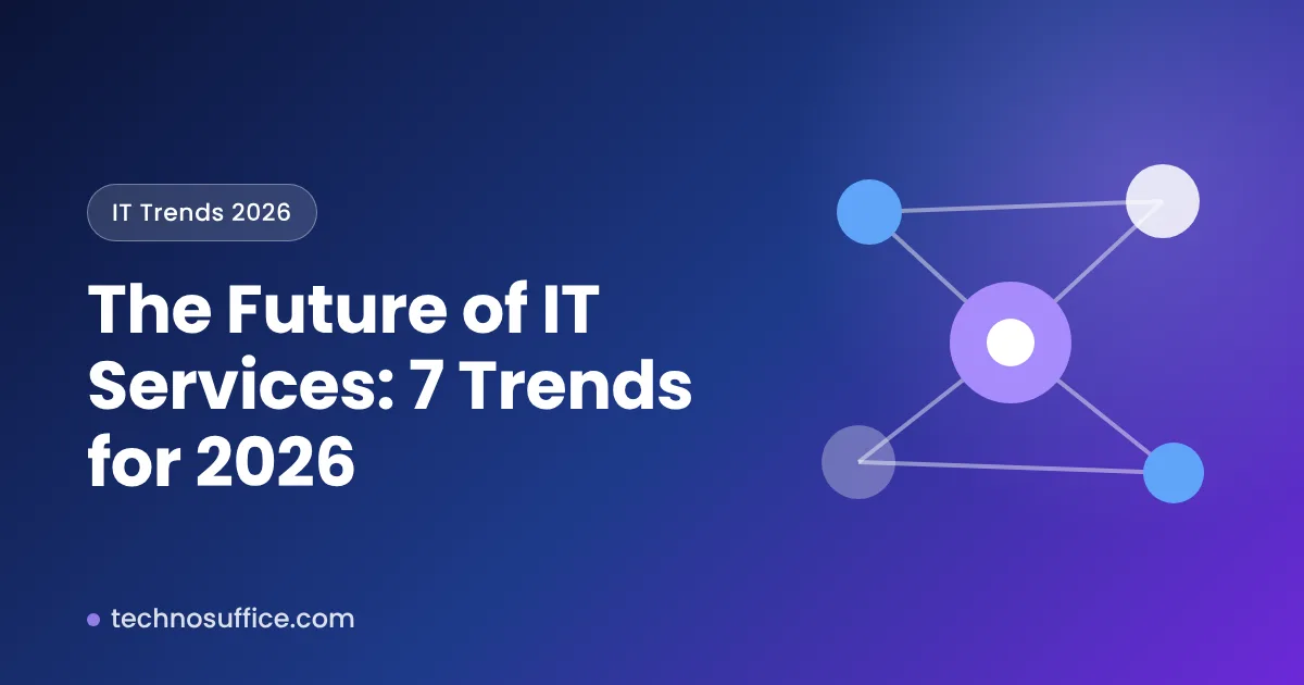 The future of IT services title card with connected network graphic