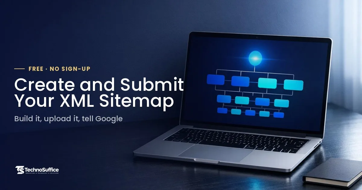 Laptop showing a site structure map, illustrating how to create an XML sitemap