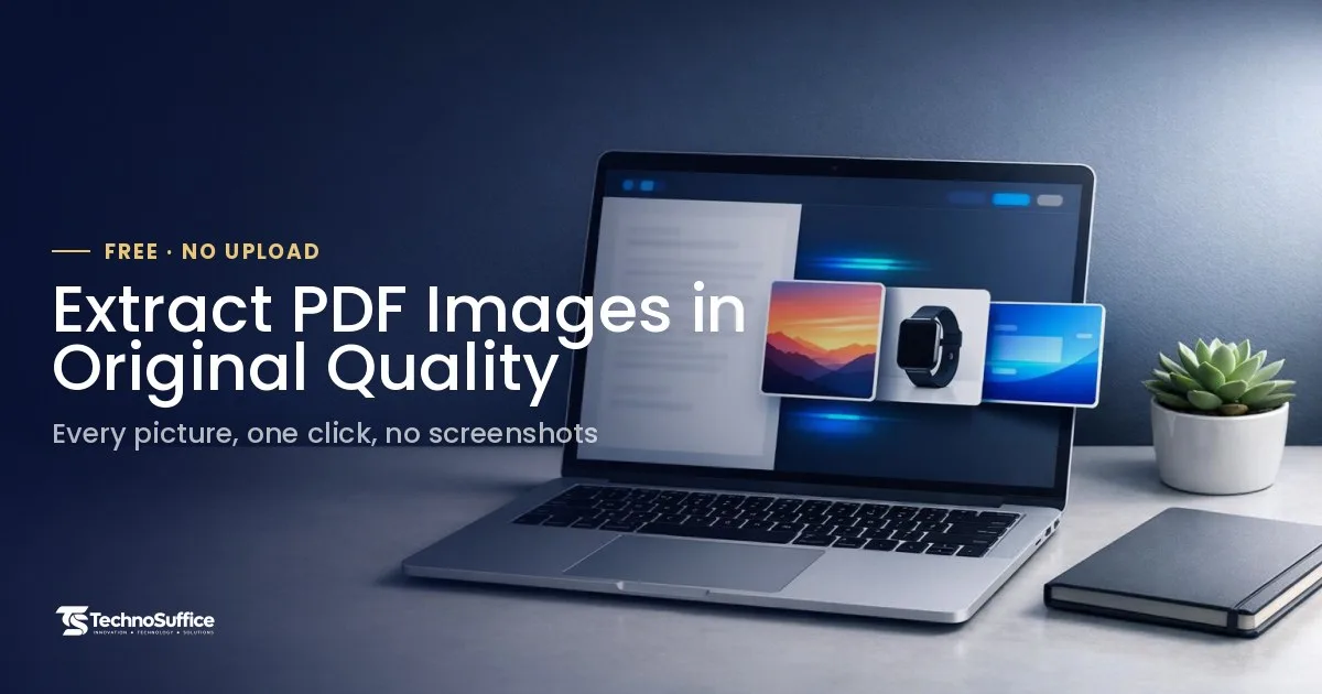 Laptop screen showing how to extract images from a PDF into separate picture files