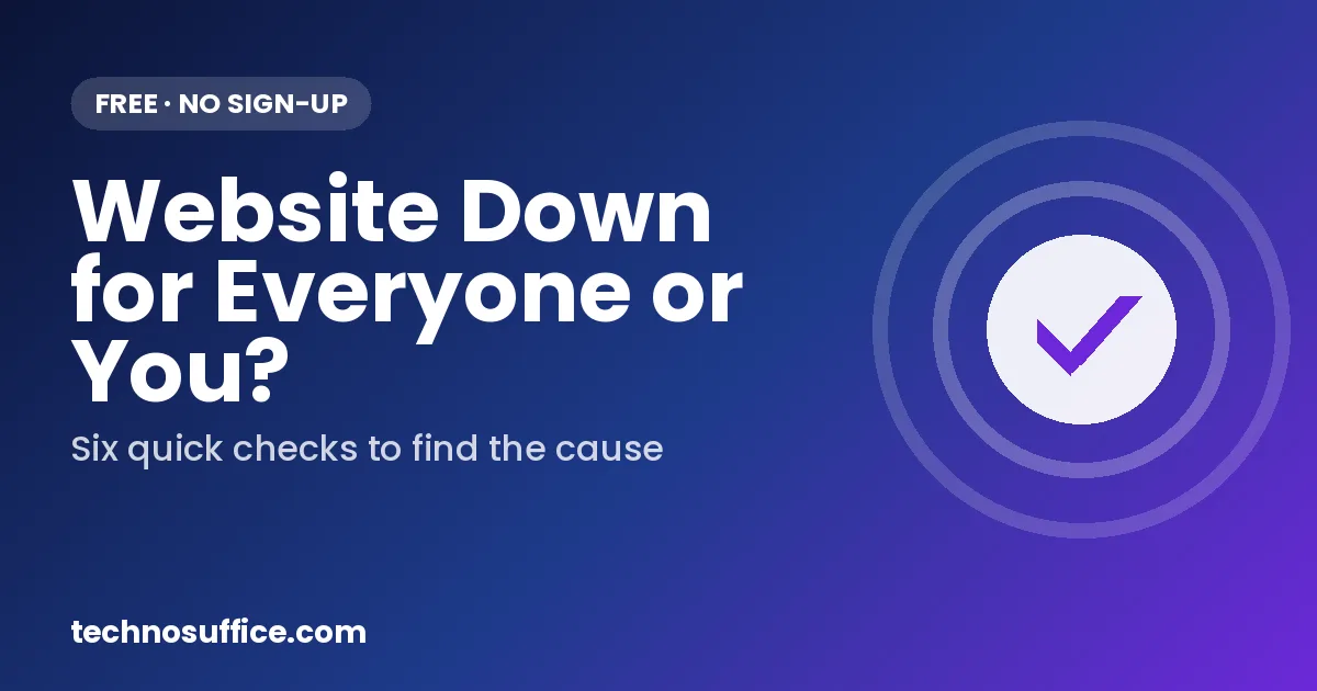 Laptop screen showing a website down checker result with a status code and response time